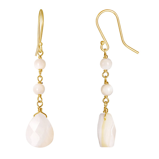 14k Mother of Pearl Round Pear Hook Drop Earring