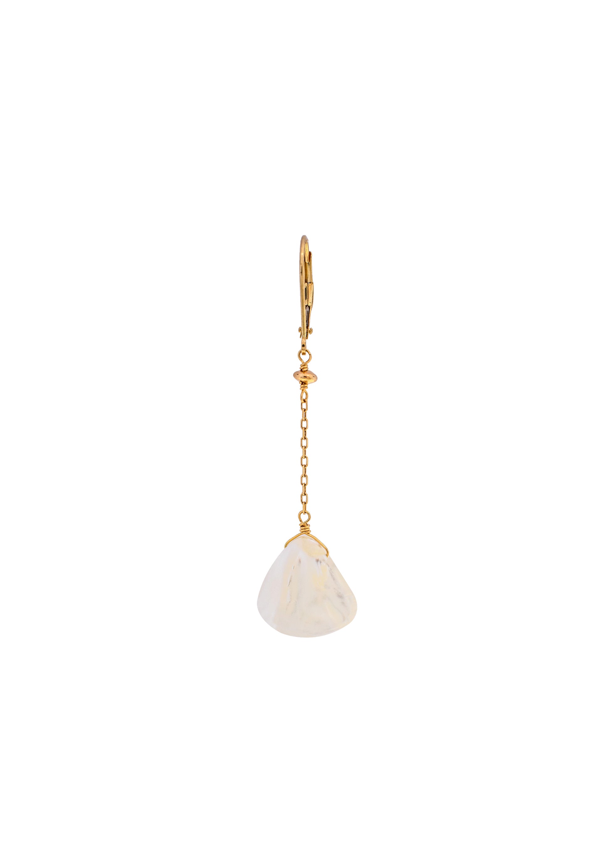 14k Mother of Pearl Shell with Gold Chain Dangle Leverback