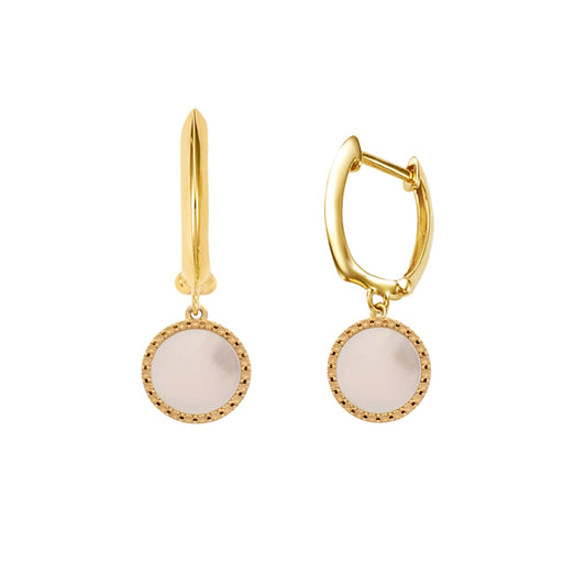 14k Rd Mother Of Pearl Huggie Hoop Earring