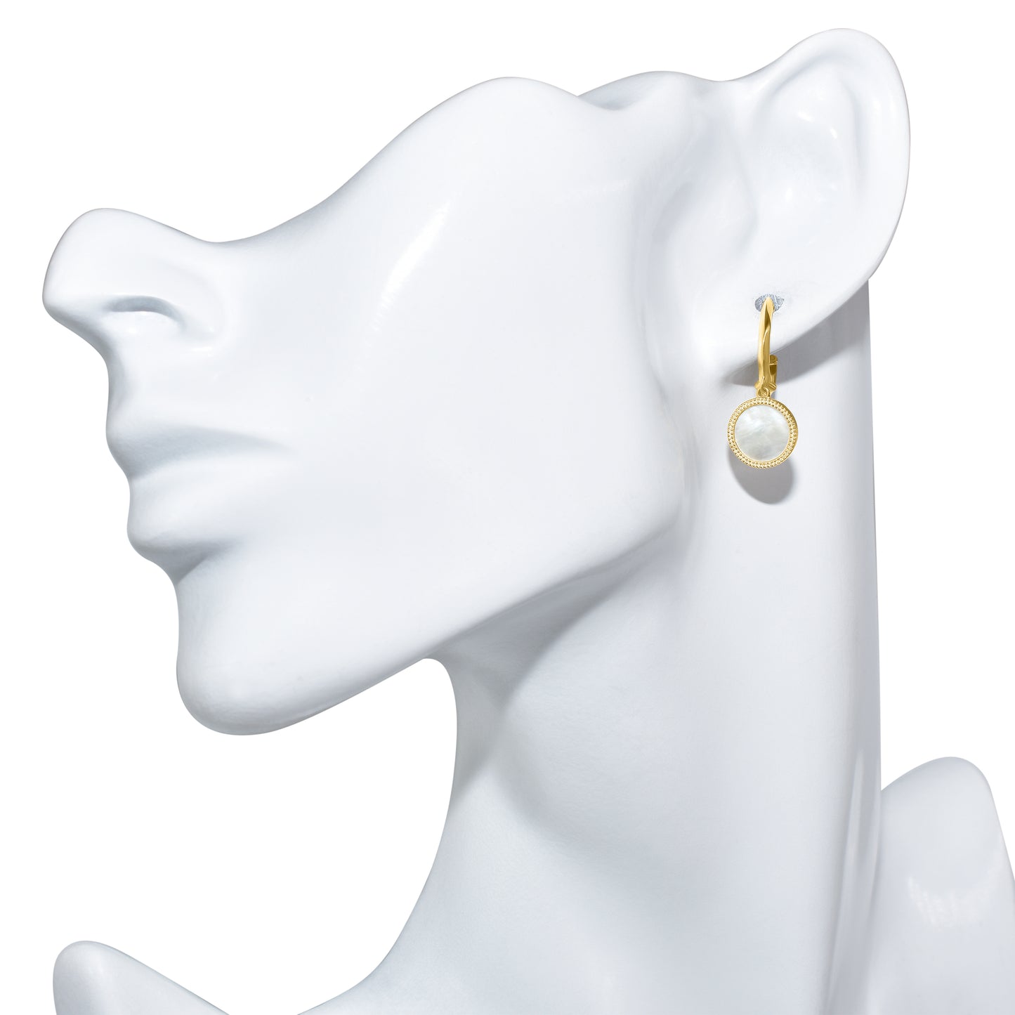 14k Round Mother of Pearl Beaded Hoop Earring