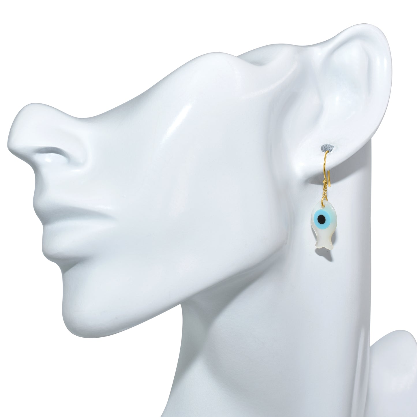 14k Mother of Pearl Evil Eye Hook Earring