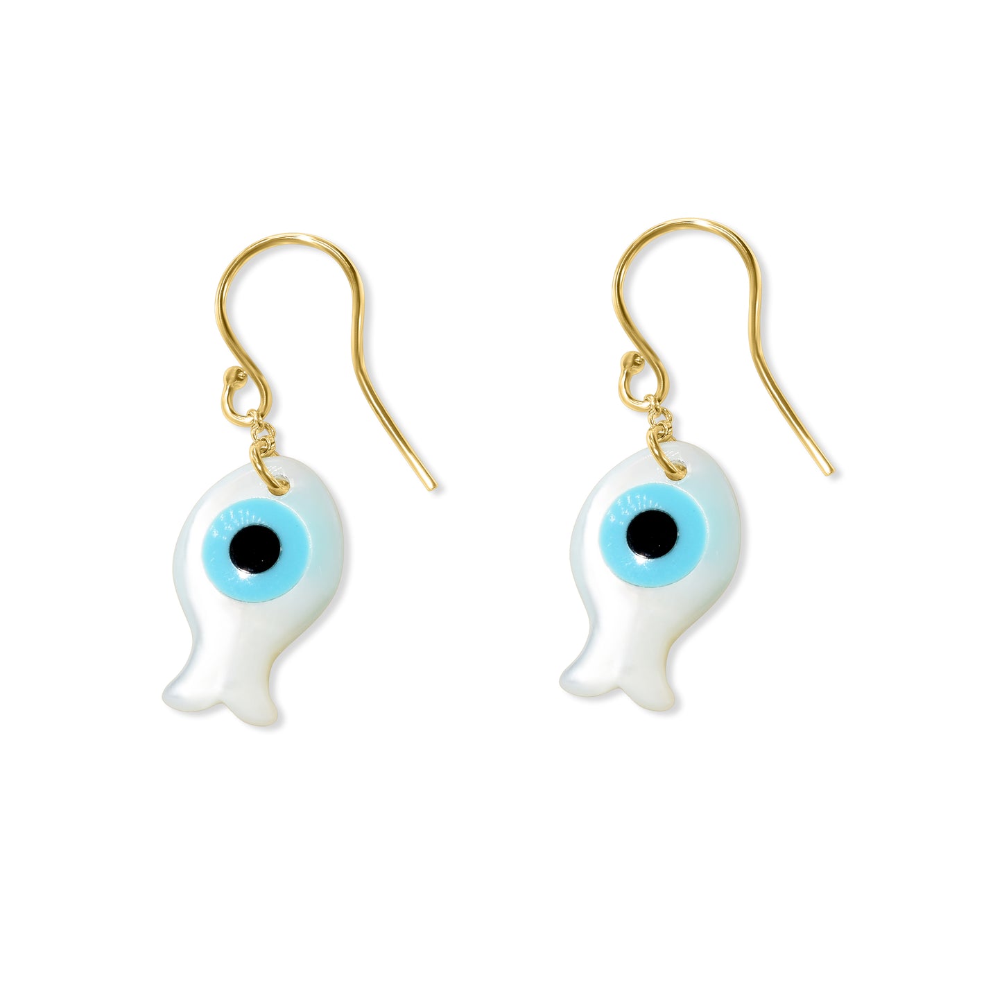 14k Mother of Pearl Evil Eye Hook Earring