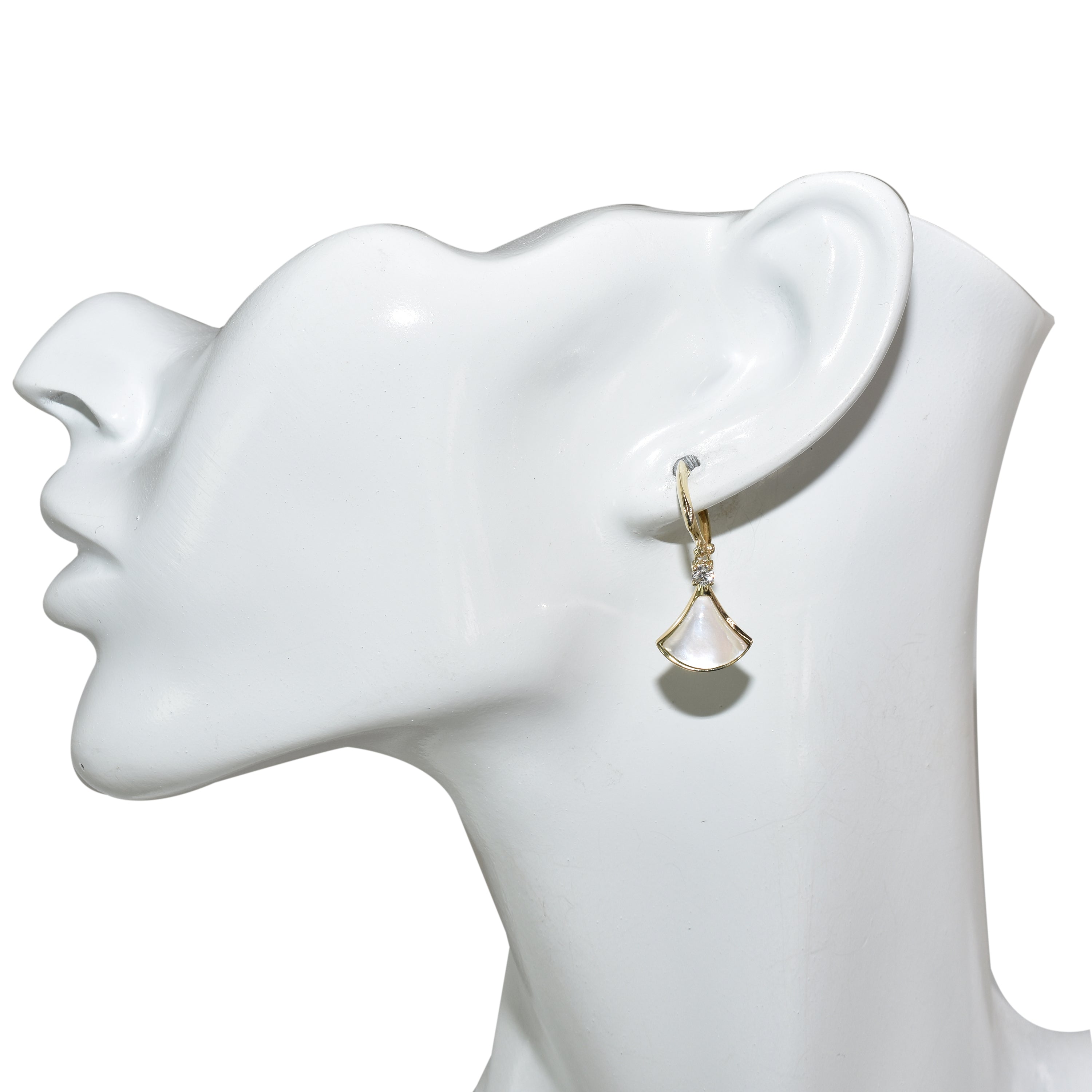 14k Gemstone Diamond Fan Earring