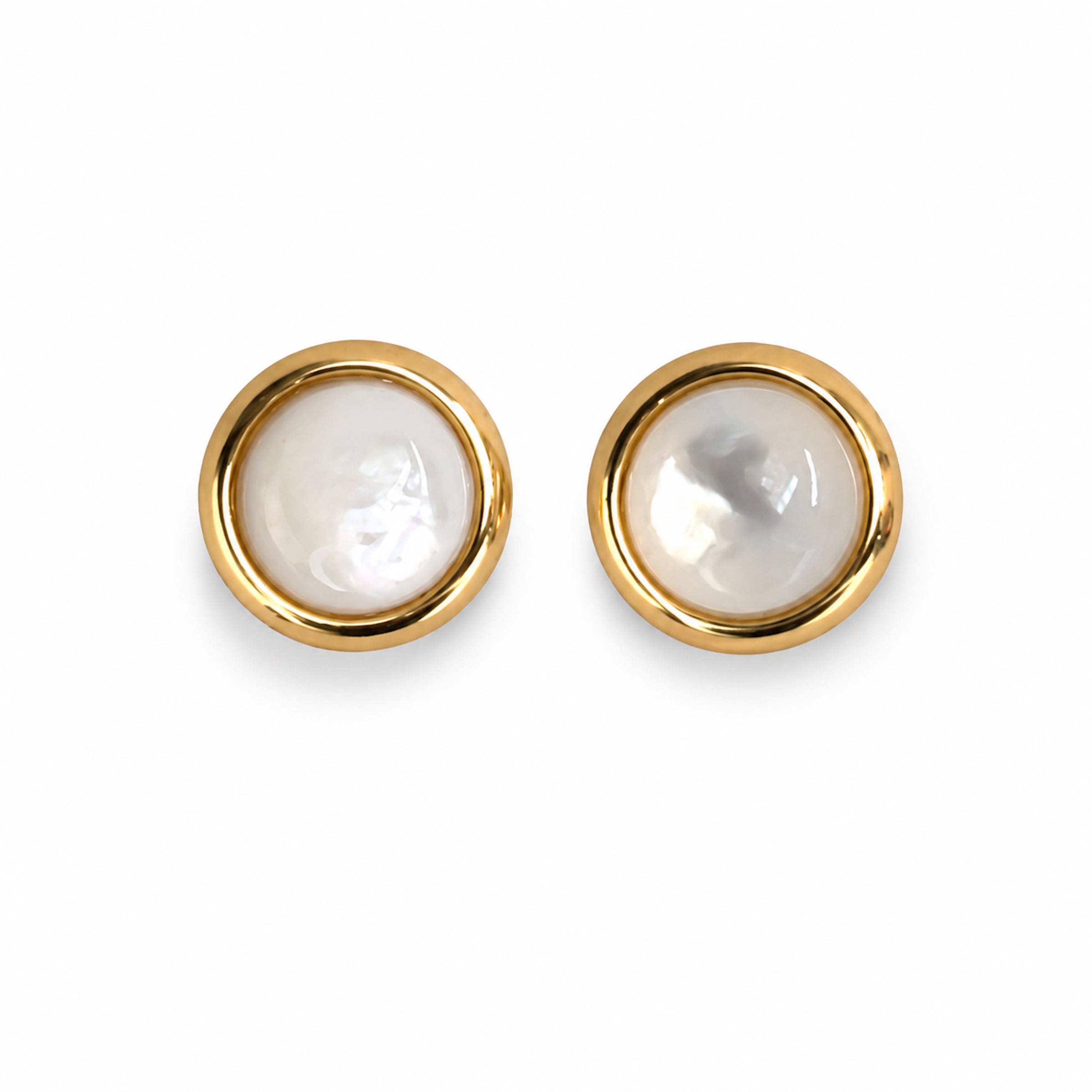 14k Mother of Pearl Bezel Set Stud Earring