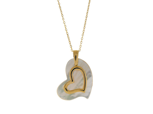 14k Mother of Pearl Heart Shape Pendant Necklace