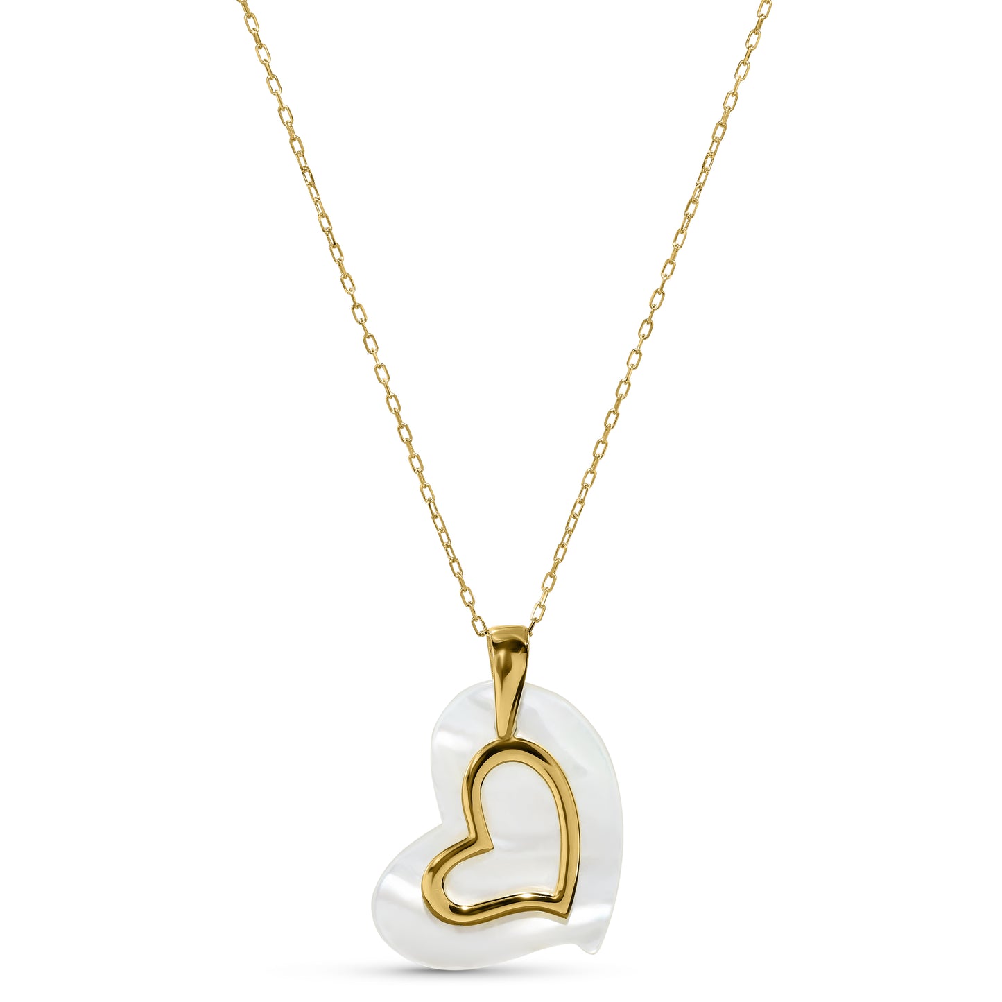 14k Mother of Pearl Heart Shape Pendant Necklace