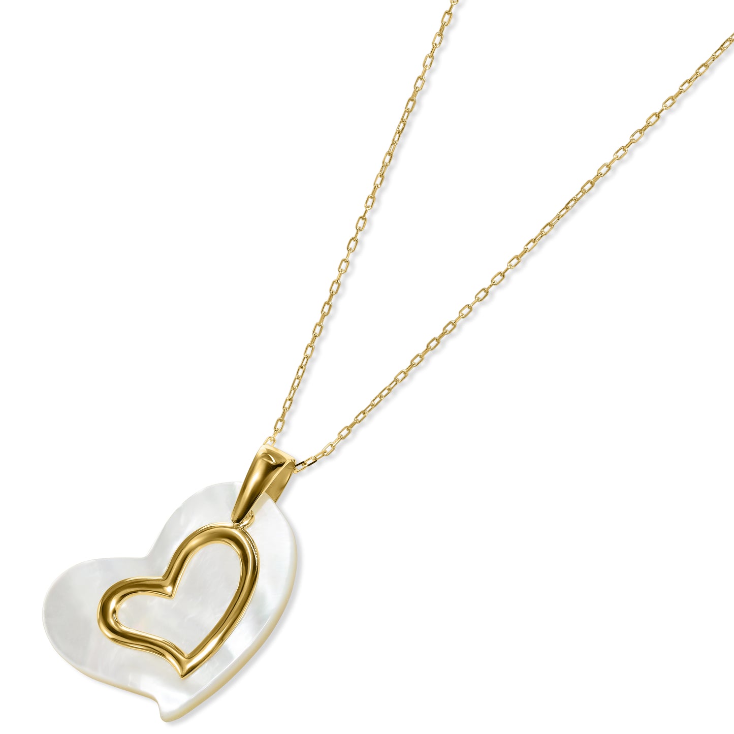 14k Mother of Pearl Heart Shape Pendant Necklace