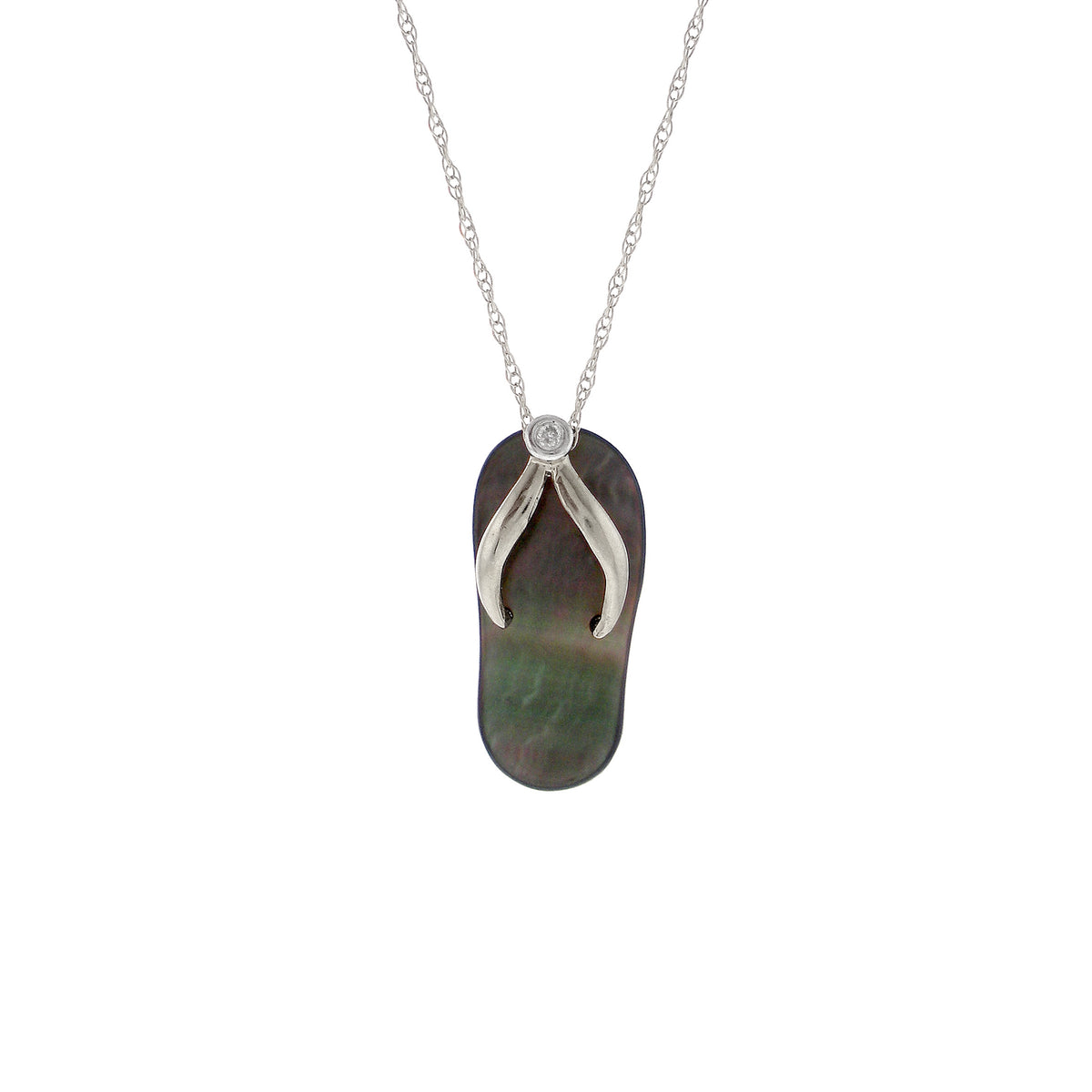 14k Gemstones Diamond 0.01CT Flip Flop Necklace