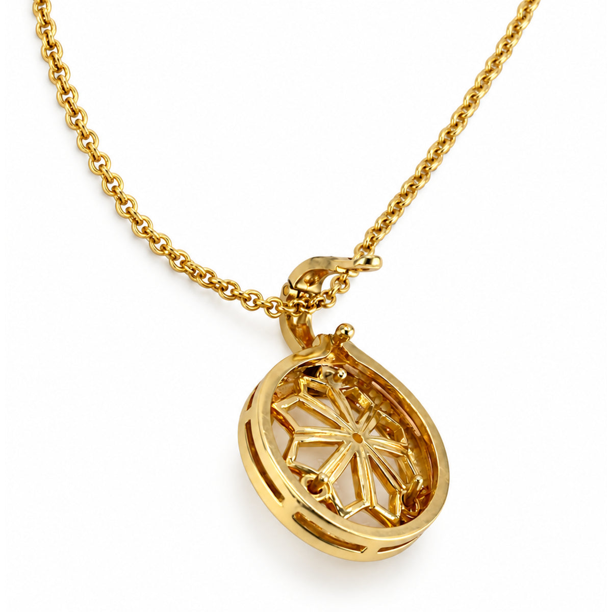 14k Mabe Pearl Diamond Enhaced Pendant Necklace