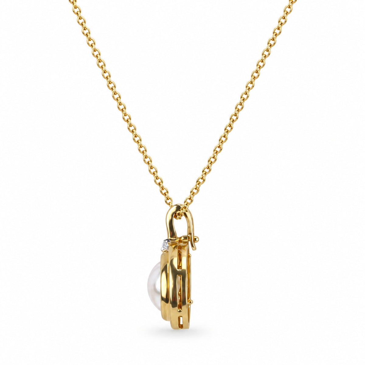 14k Mabe Pearl Diamond Enhaced Pendant Necklace