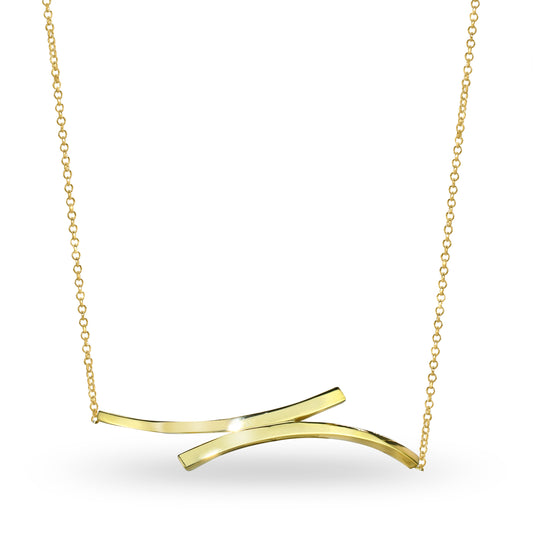 Séchic 14k Horizontal Curved Bars Pendant Necklace