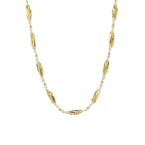 Séchic 14k Deco Bead & Tube Chain Necklace