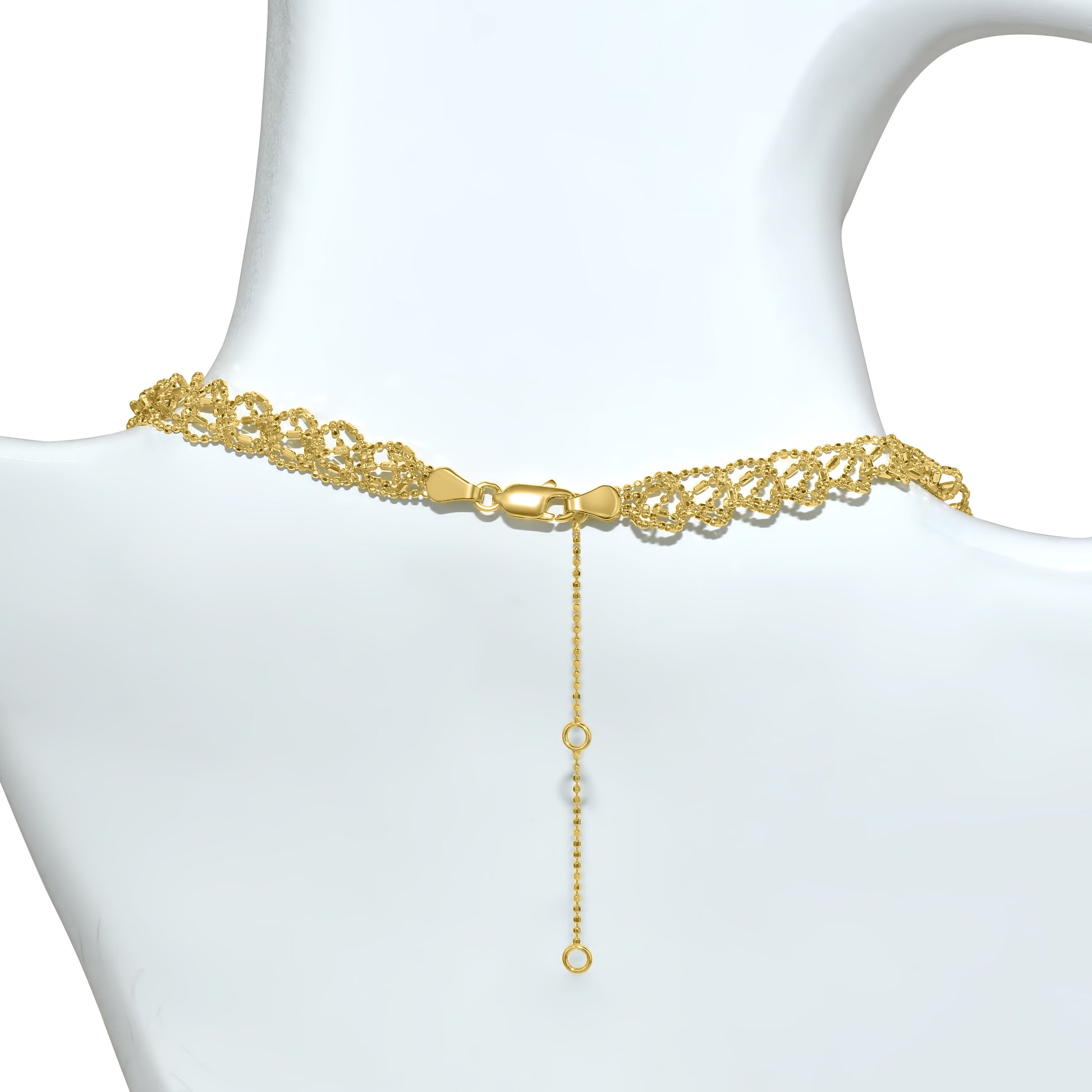 Séchic 14k Fancy Beaded Mesh Chain Necklace 17"