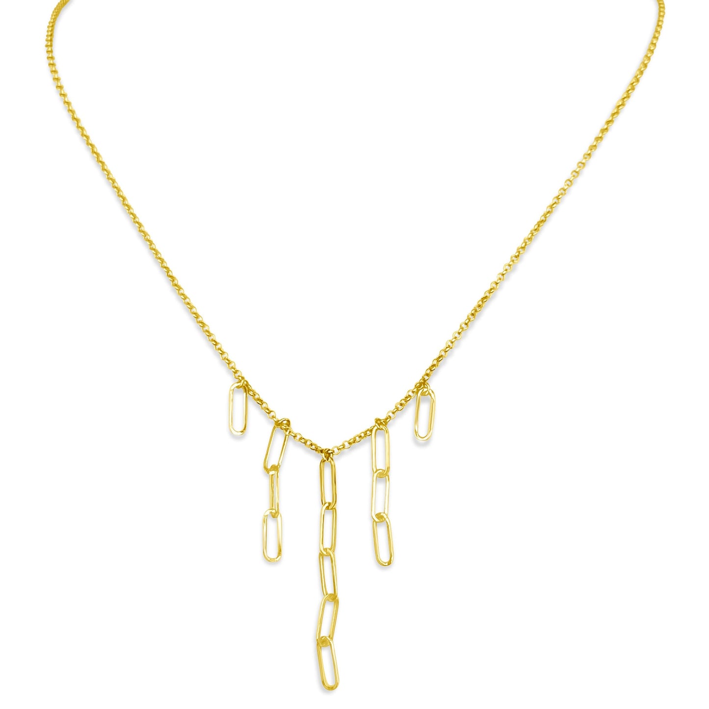Séchic 14k Paperclip Chain 5 Drop Necklace 17"