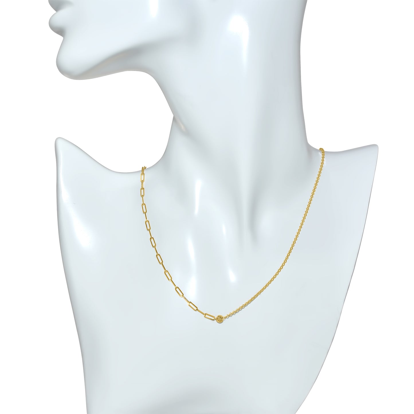 Séchic 14k Rolo/Paperclip Chain Adjustable Necklace 18"