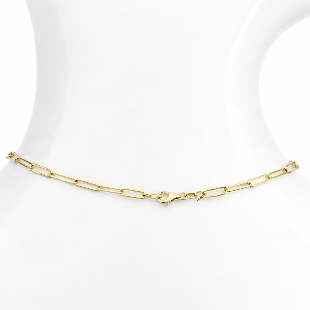 Séchic 14k Paperclip Open Shape Center Necklace