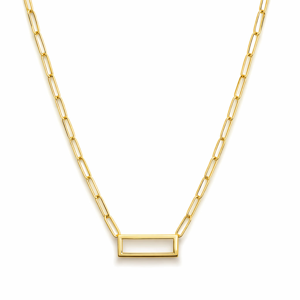 Séchic 14k Paperclip Open Shape Center Necklace