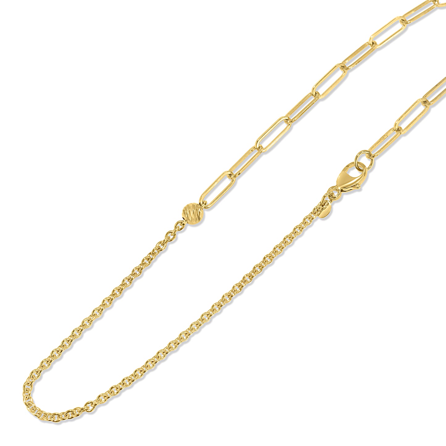 Séchic 14k Paperclip & Cable Chain Anklet