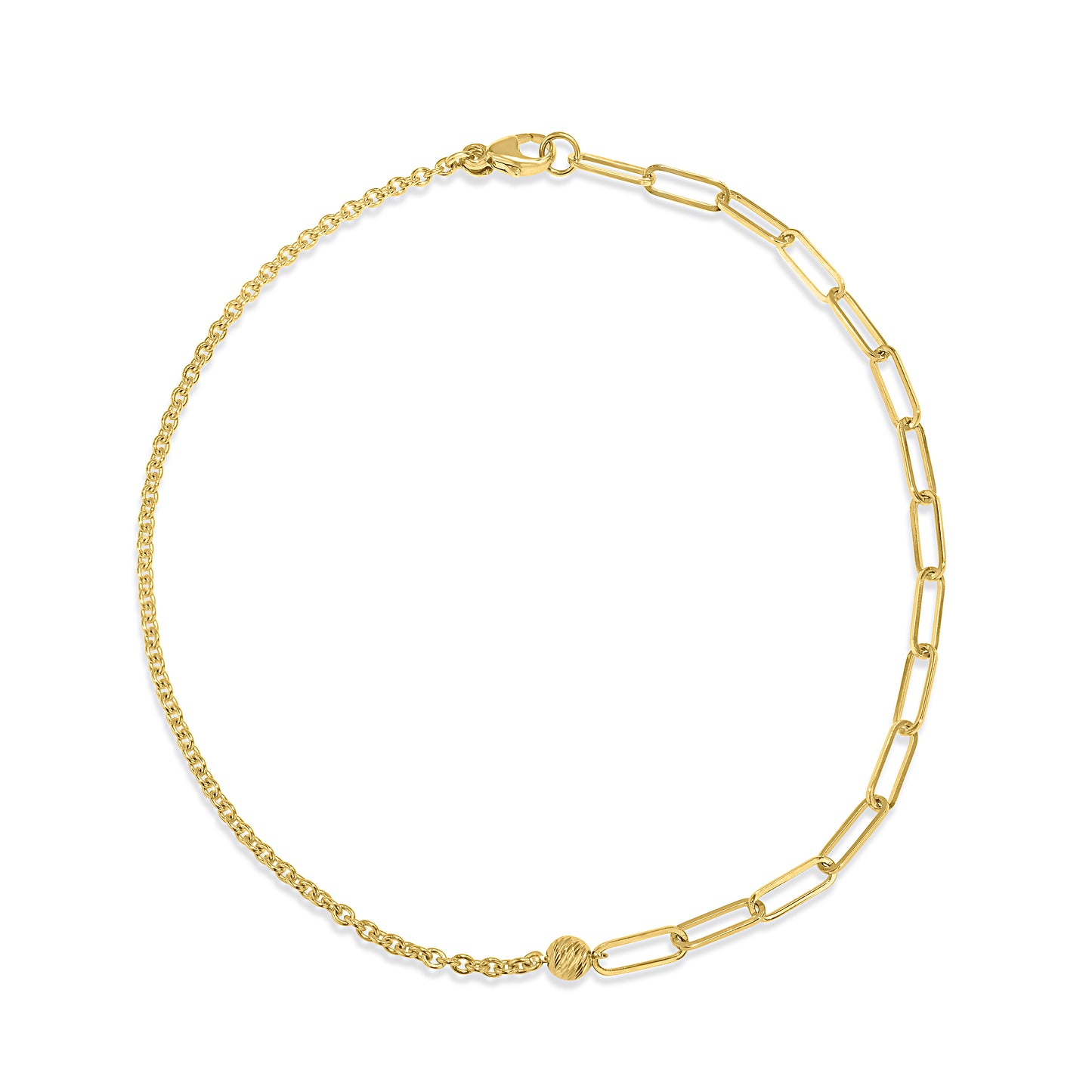 Séchic 14k Paperclip & Cable Chain Anklet