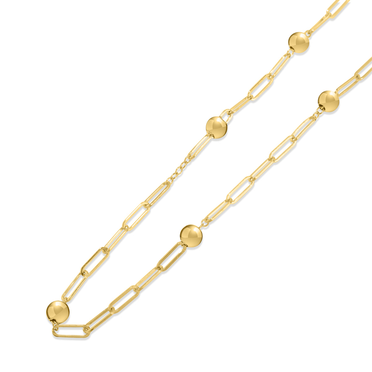 Séchic 14k Paperclip 4MM Gold Ball Anklet
