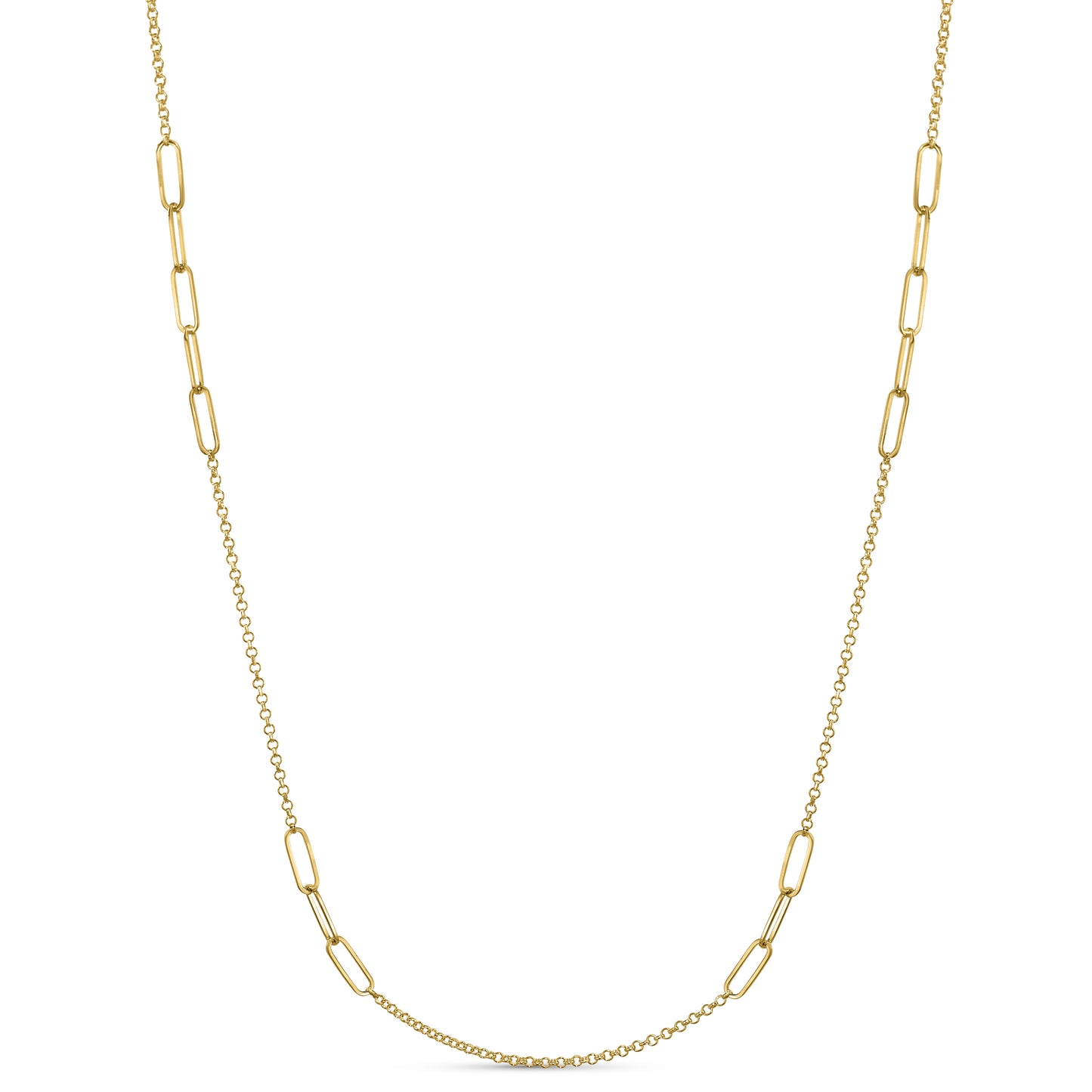 Séchic 14k Paperclip & Rolo Fancy Station Chain 18"