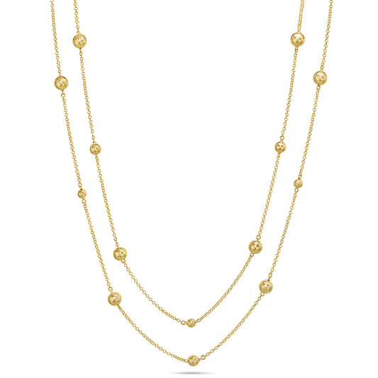 Séchic 14k Mixed Size Glitter Ball Station Necklace