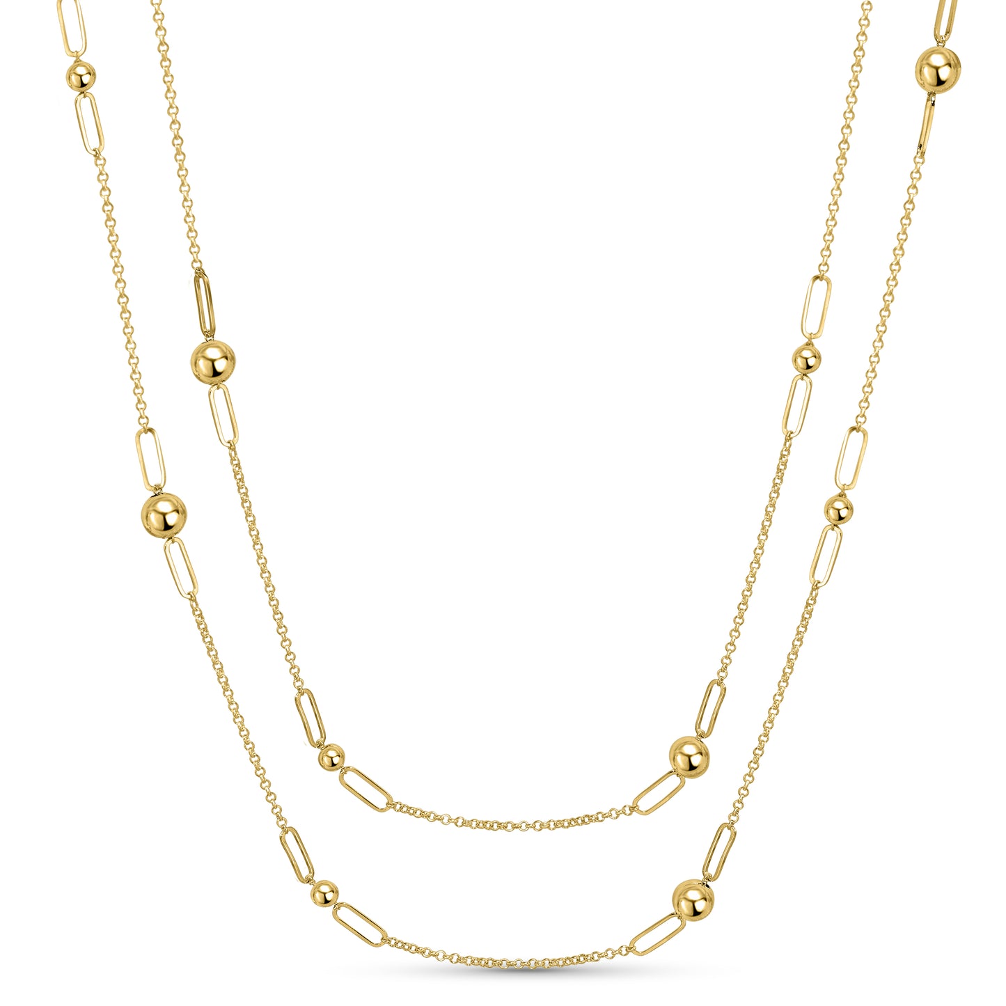 Séchic 14k Paperclip Mixed Ball Station Necklace