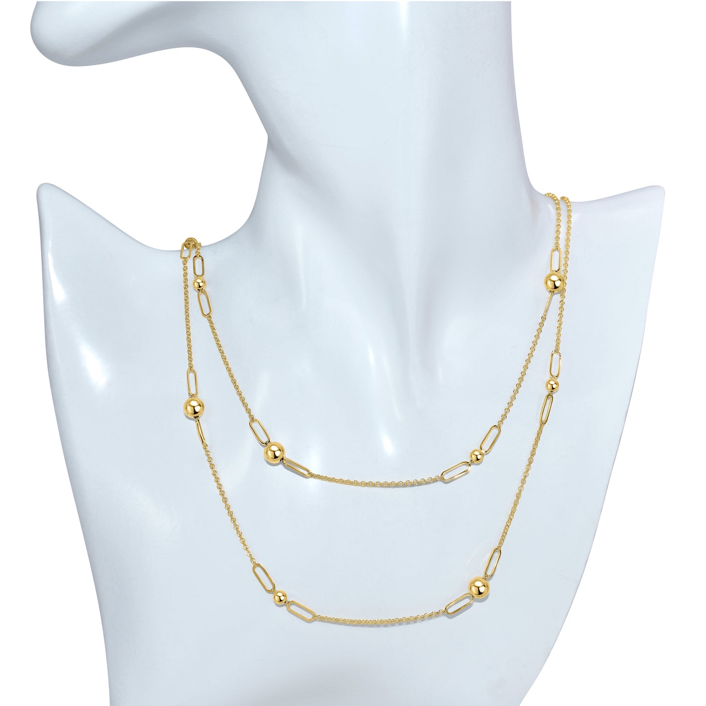 Séchic 14k Paperclip Mixed Ball Station Necklace