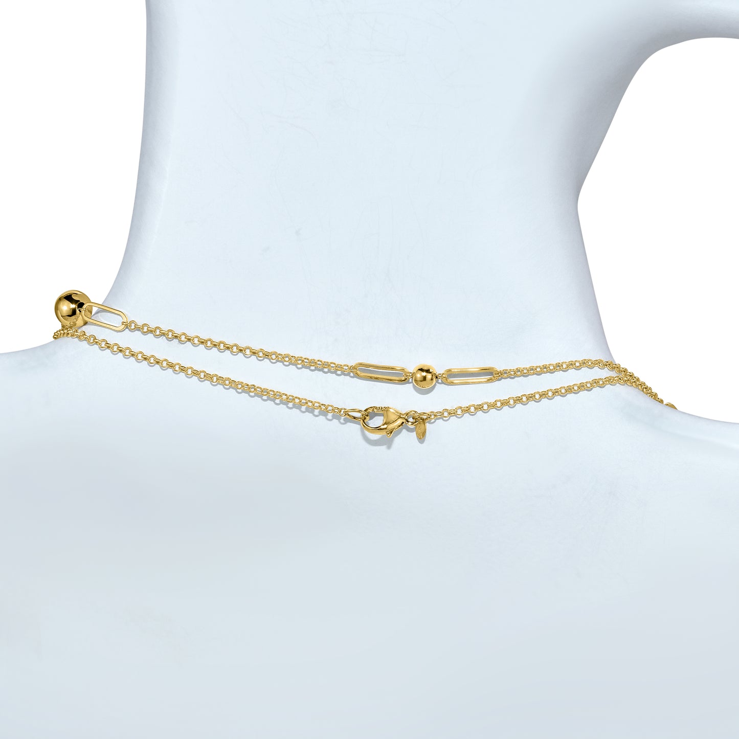 Séchic 14k Paperclip Mixed Ball Station Necklace