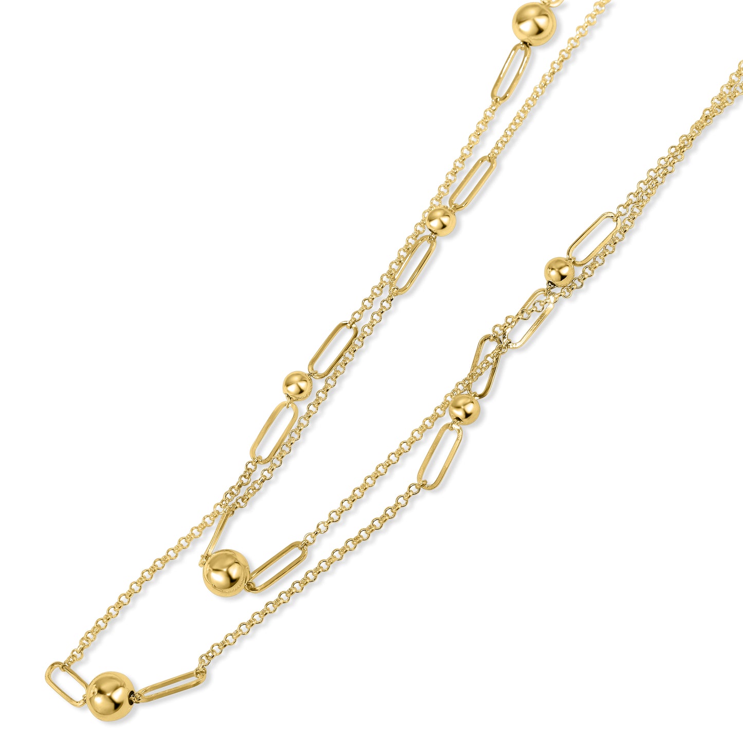 Séchic 14k Paperclip Mixed Ball Station Necklace