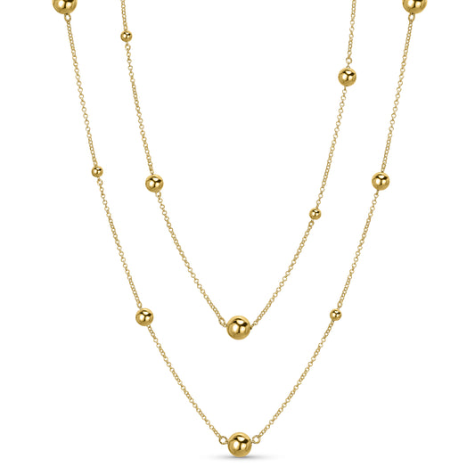 Séchic 14k Mixed Size Gold Ball Station Necklace