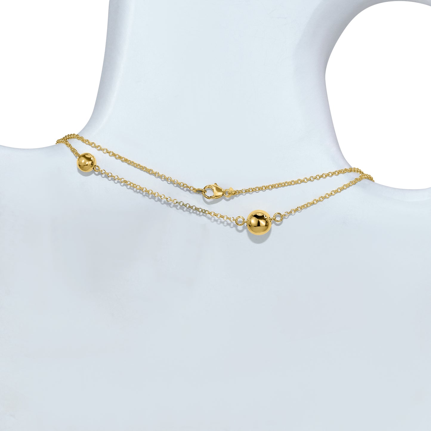 Séchic 14k Mixed Size Gold Ball Station Necklace