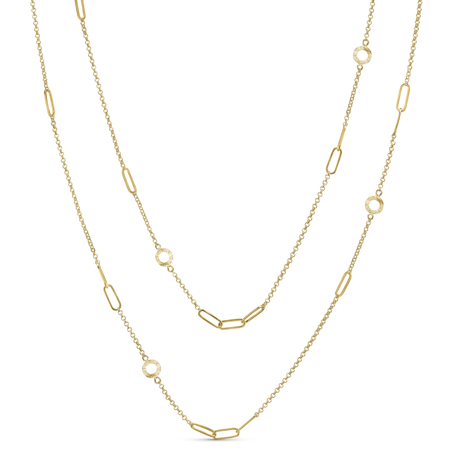 Séchic 14k Paperclip Fancy Station Necklace