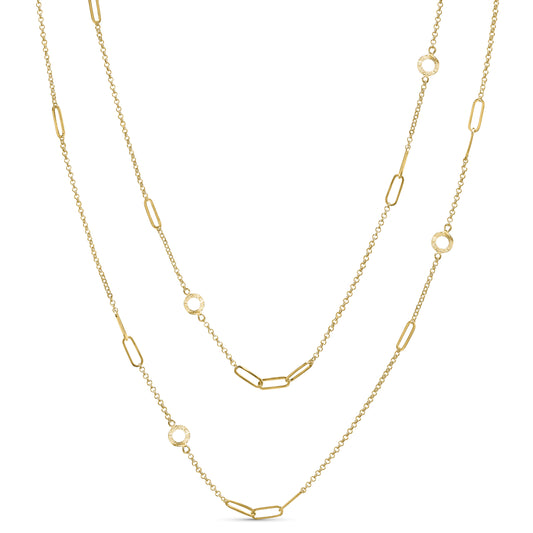 Séchic 14k Paperclip Fancy Station Necklace