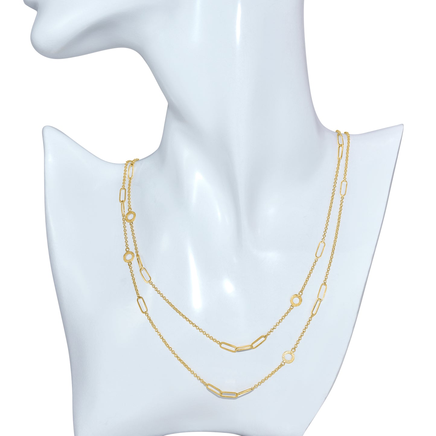 Séchic 14k Paperclip Fancy Station Necklace