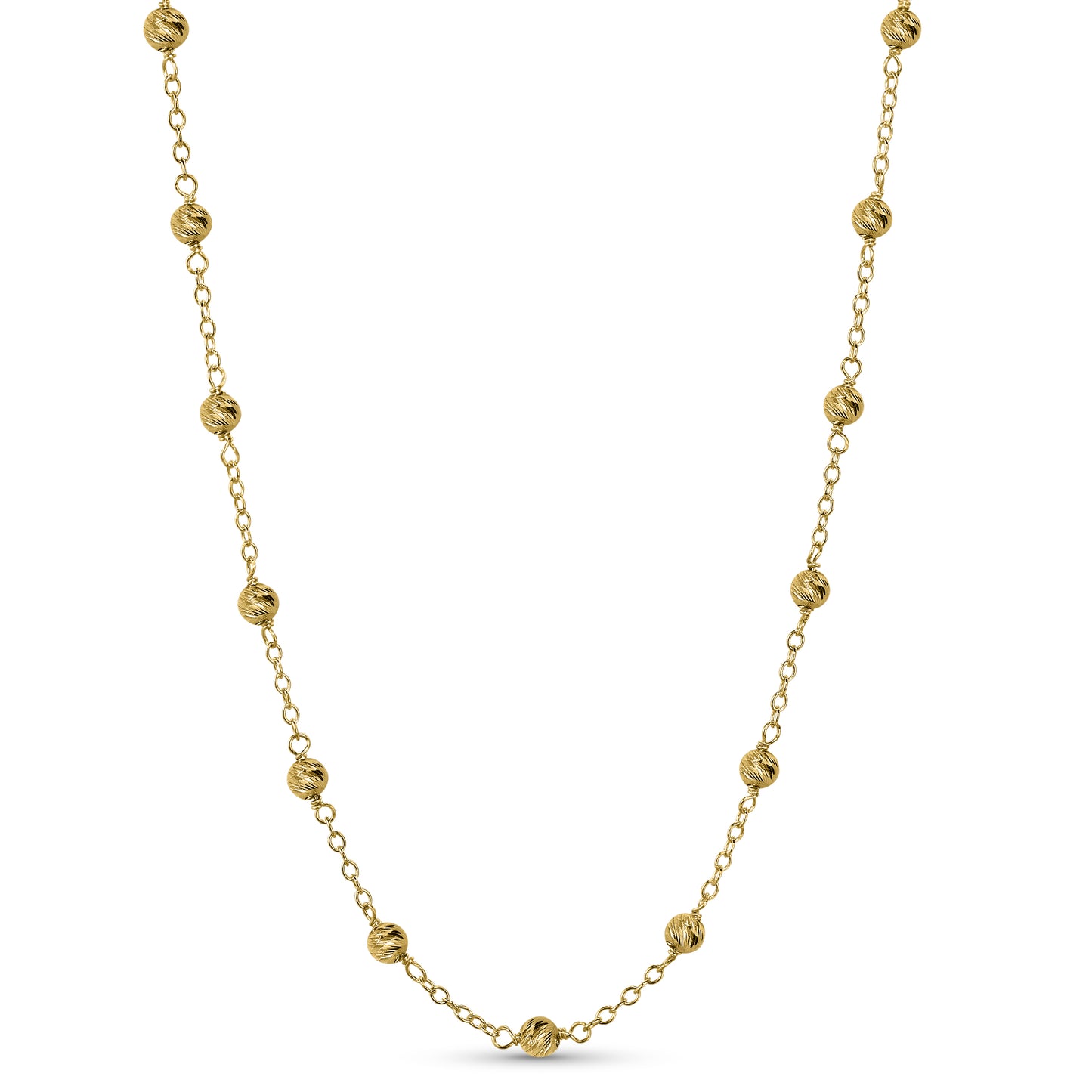 Séchic 14k Multi Cut Gold Ball Station Necklace