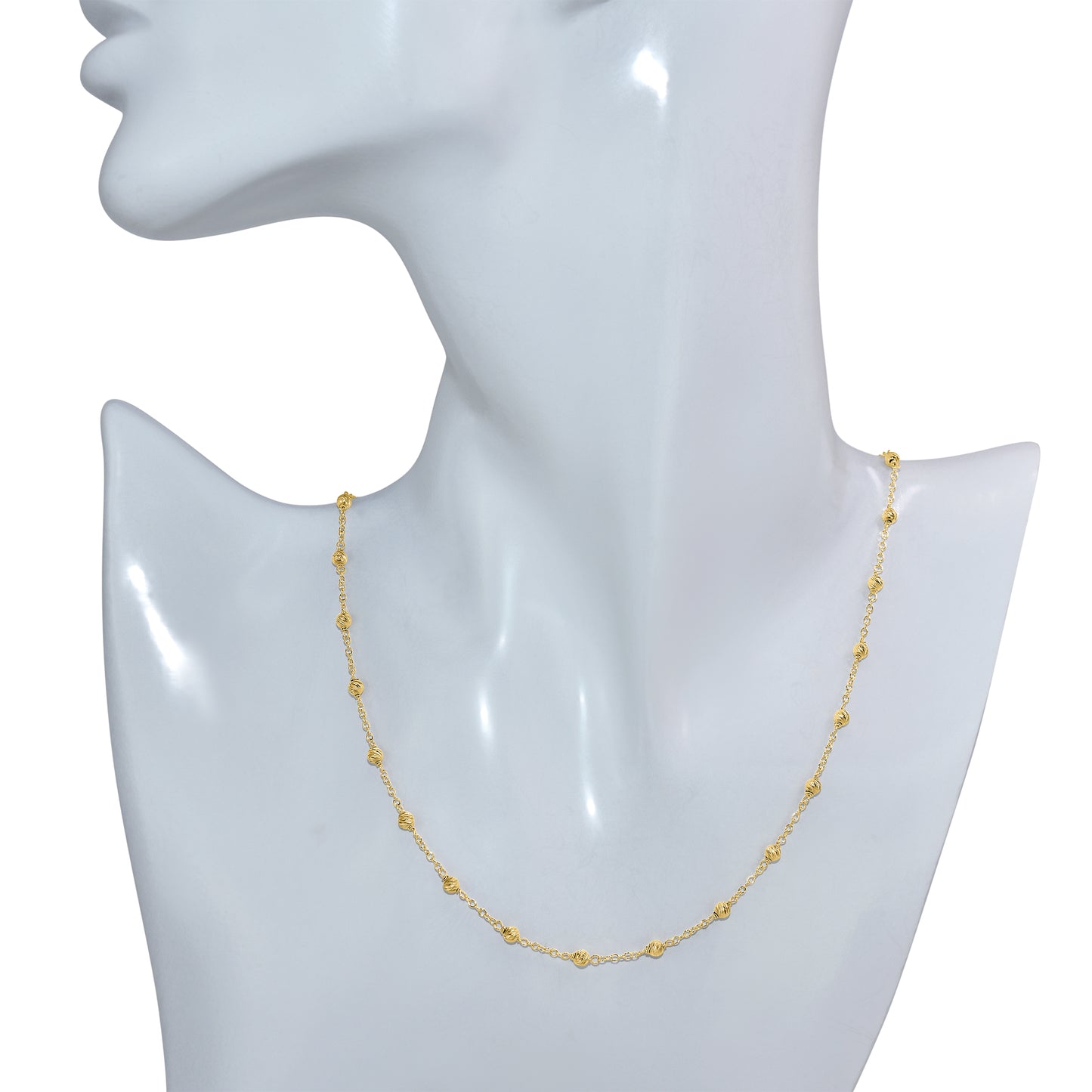 Séchic 14k Multi Cut Gold Ball Station Necklace