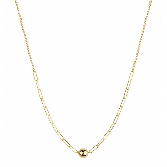 Séchic 14k Paperclip Cable Chain with Ball Center Necklace