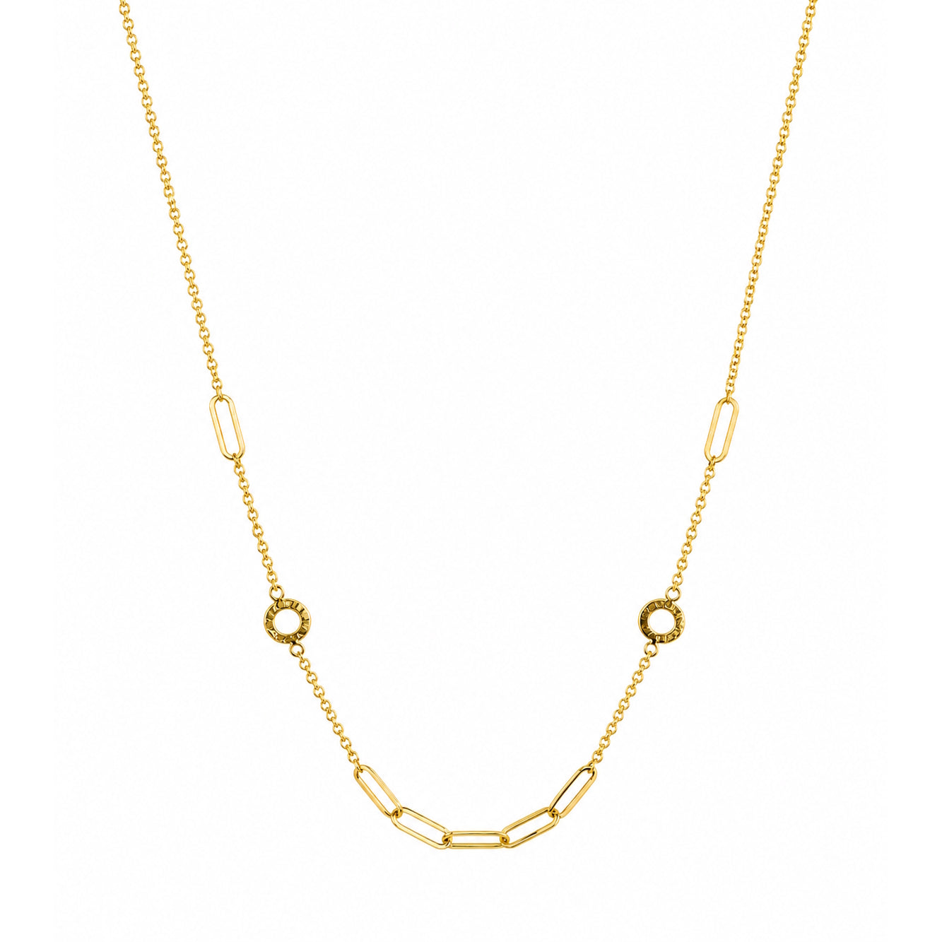 Séchic 14k Paperclip Open Circle Station Necklace