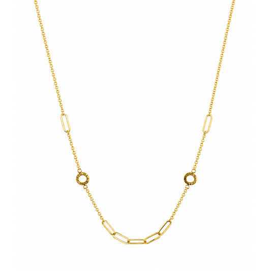Séchic 14k Paperclip Open Circle Station Necklace