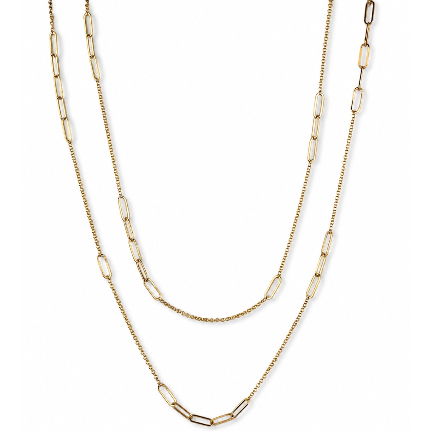 Séchic 14k Paperclip Rolo Chain Station Necklace