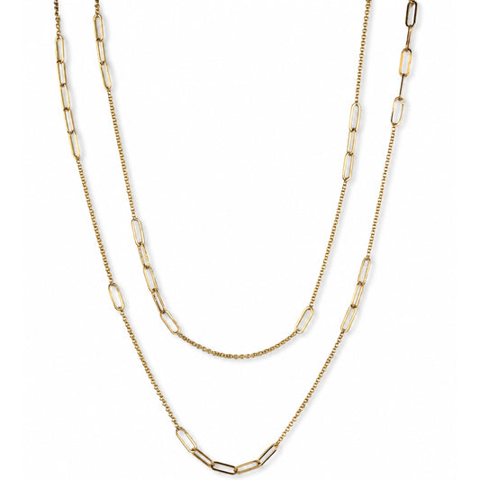 Séchic 14k Paperclip Rolo Chain Station Necklace