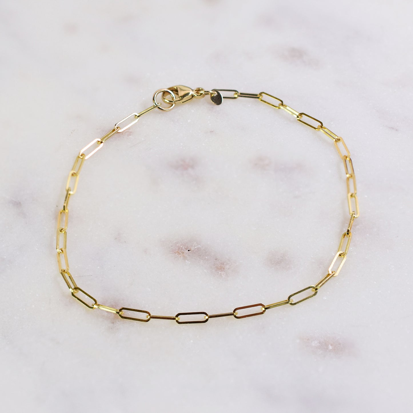 14k Paperclip Bracelet 7.5"