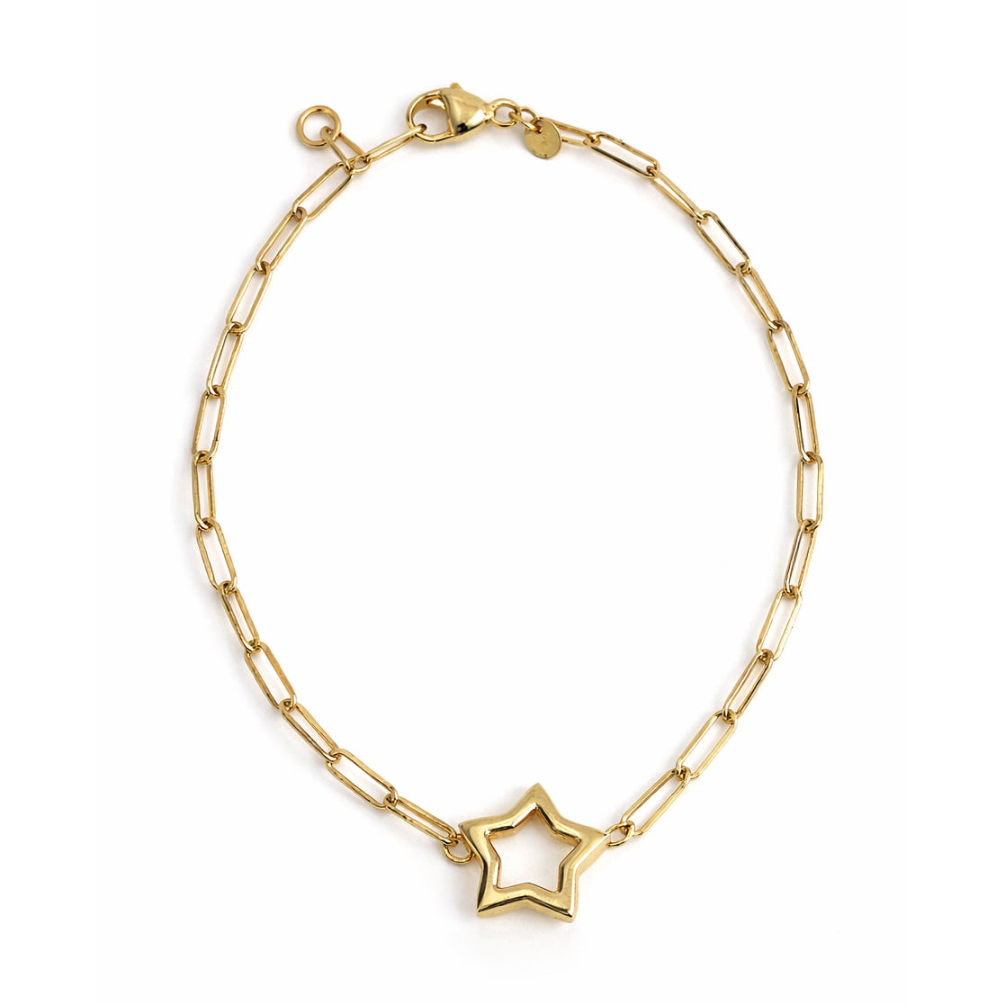 Séchic 14k Open Star Paperclip Chain Bracelet