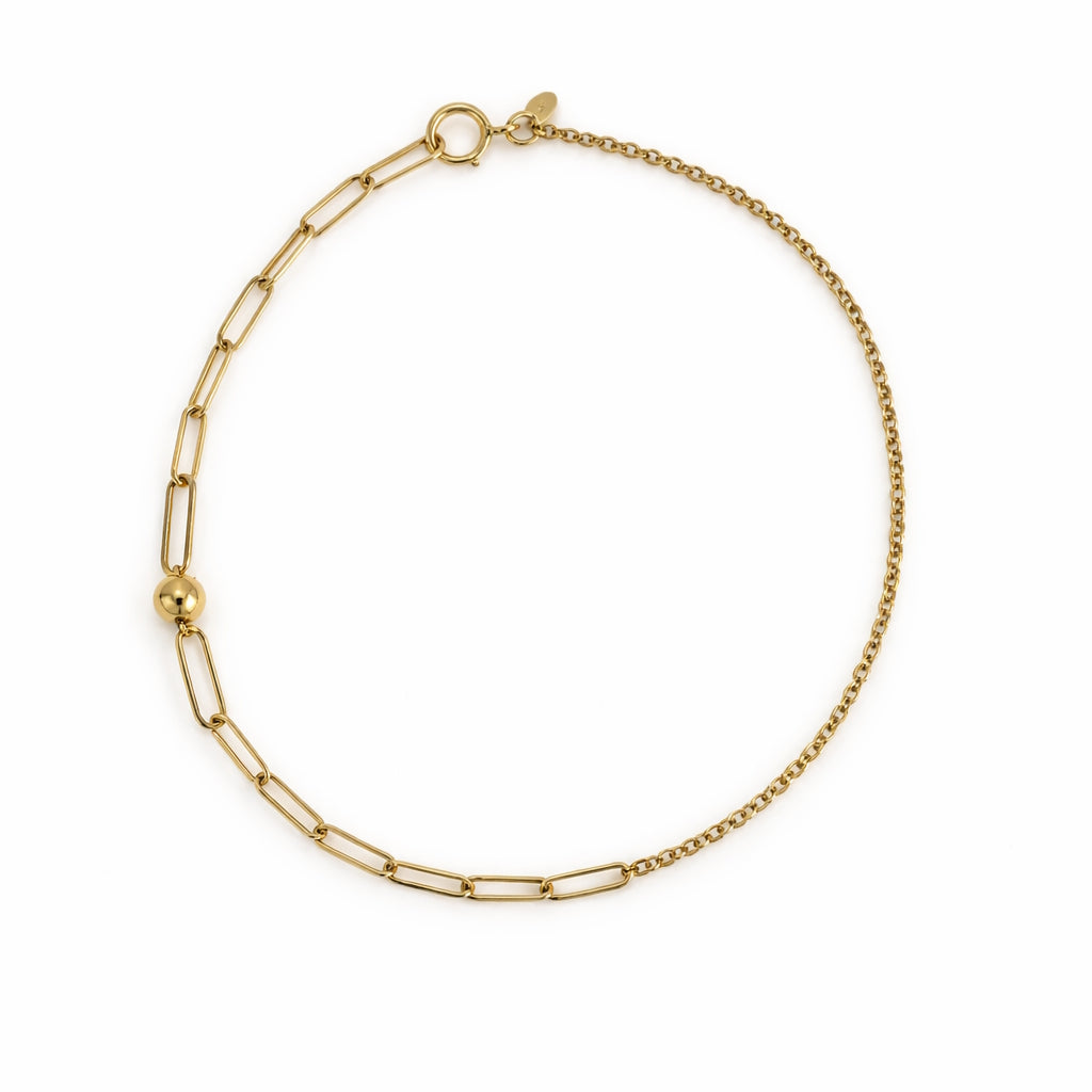 Séchic 14k Cable Paperclip Fancy Station Bracelet