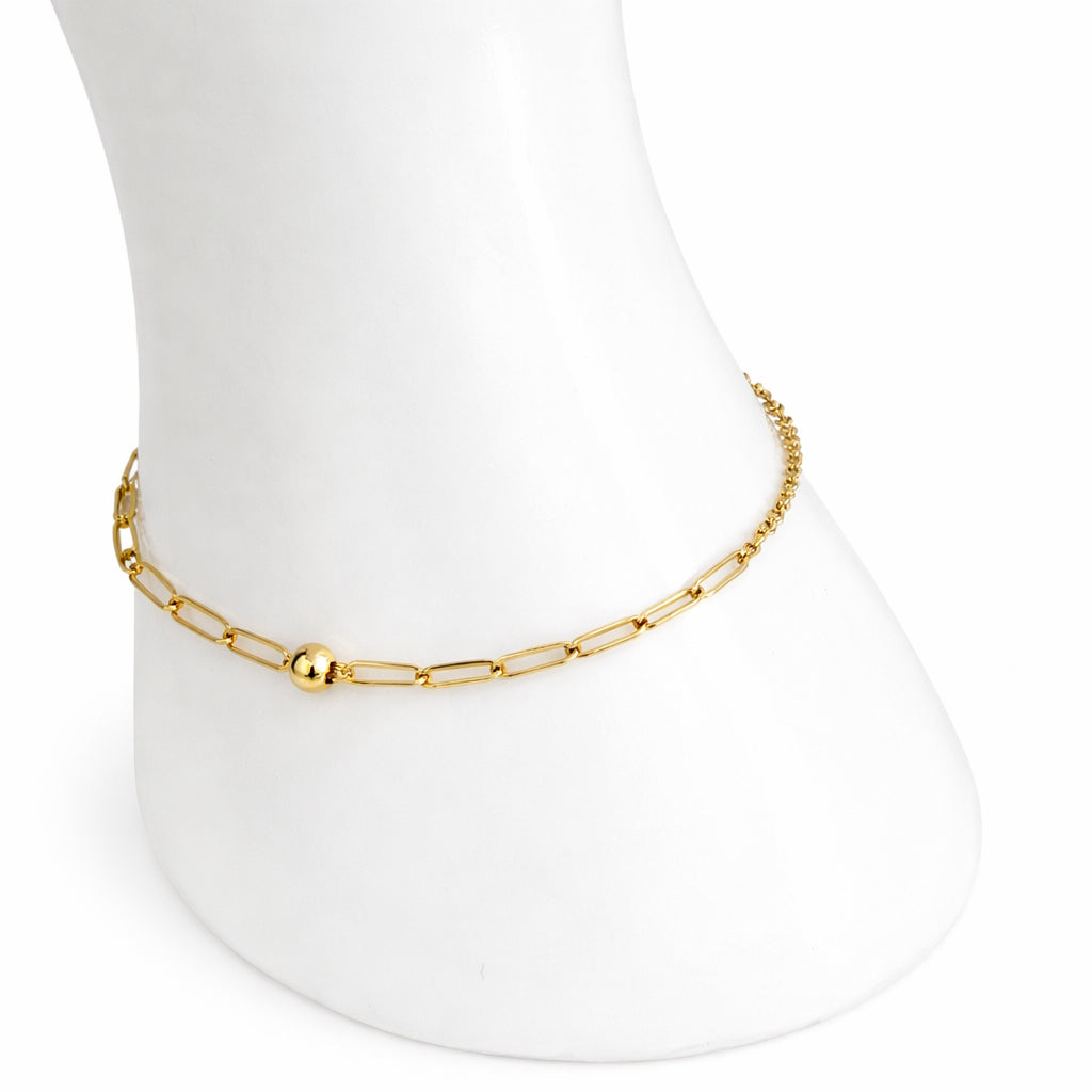 Séchic 14k Cable Paperclip Fancy Station Bracelet