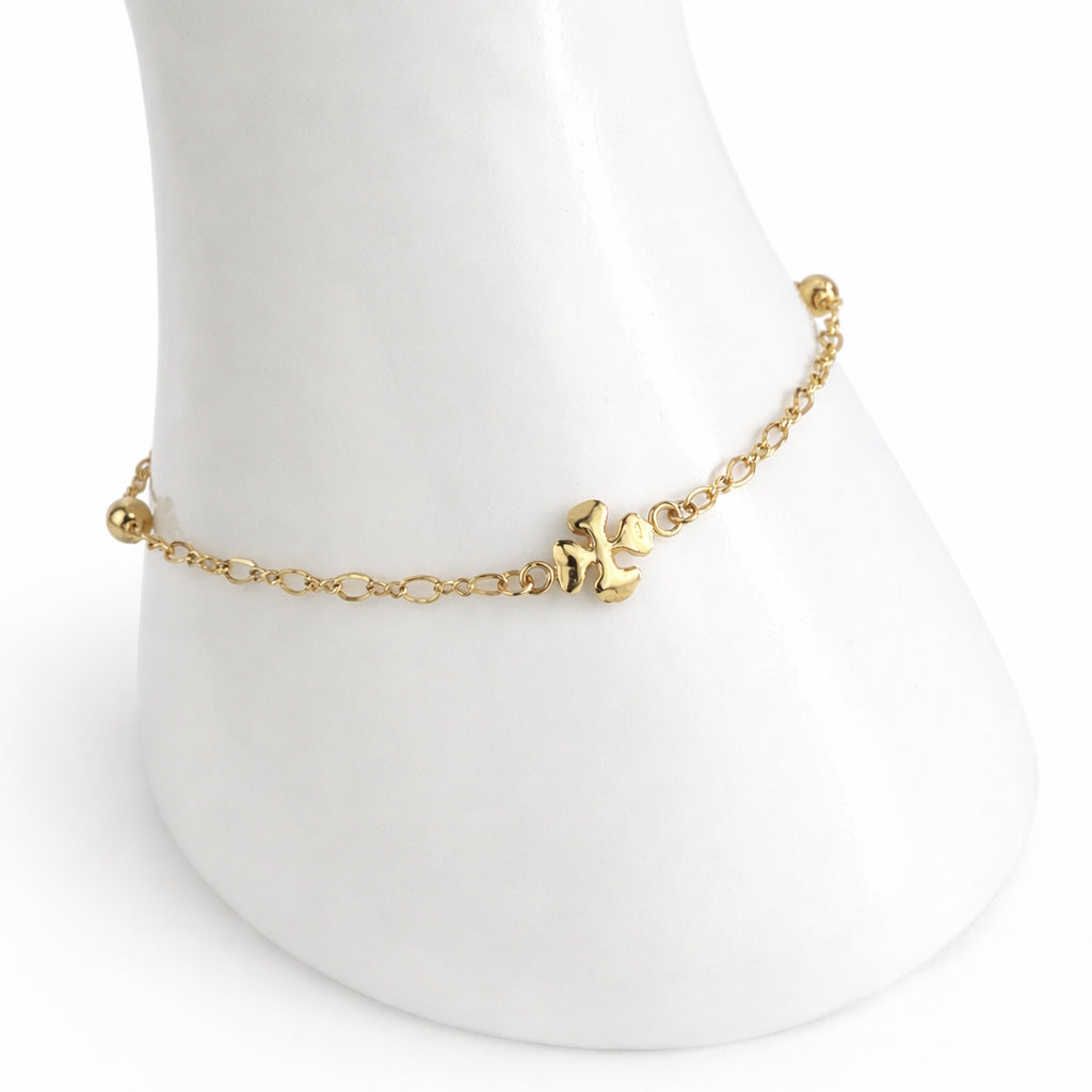 Séchic 14k Gold Flower Bead Chain Bracelet