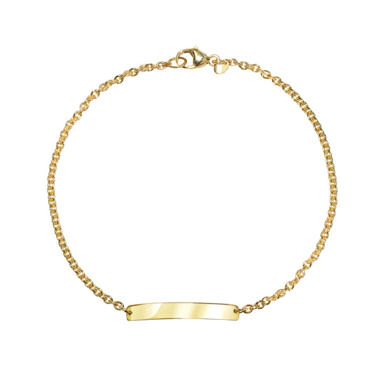 14k ID Bar Cable Chain Bracelet Unisex