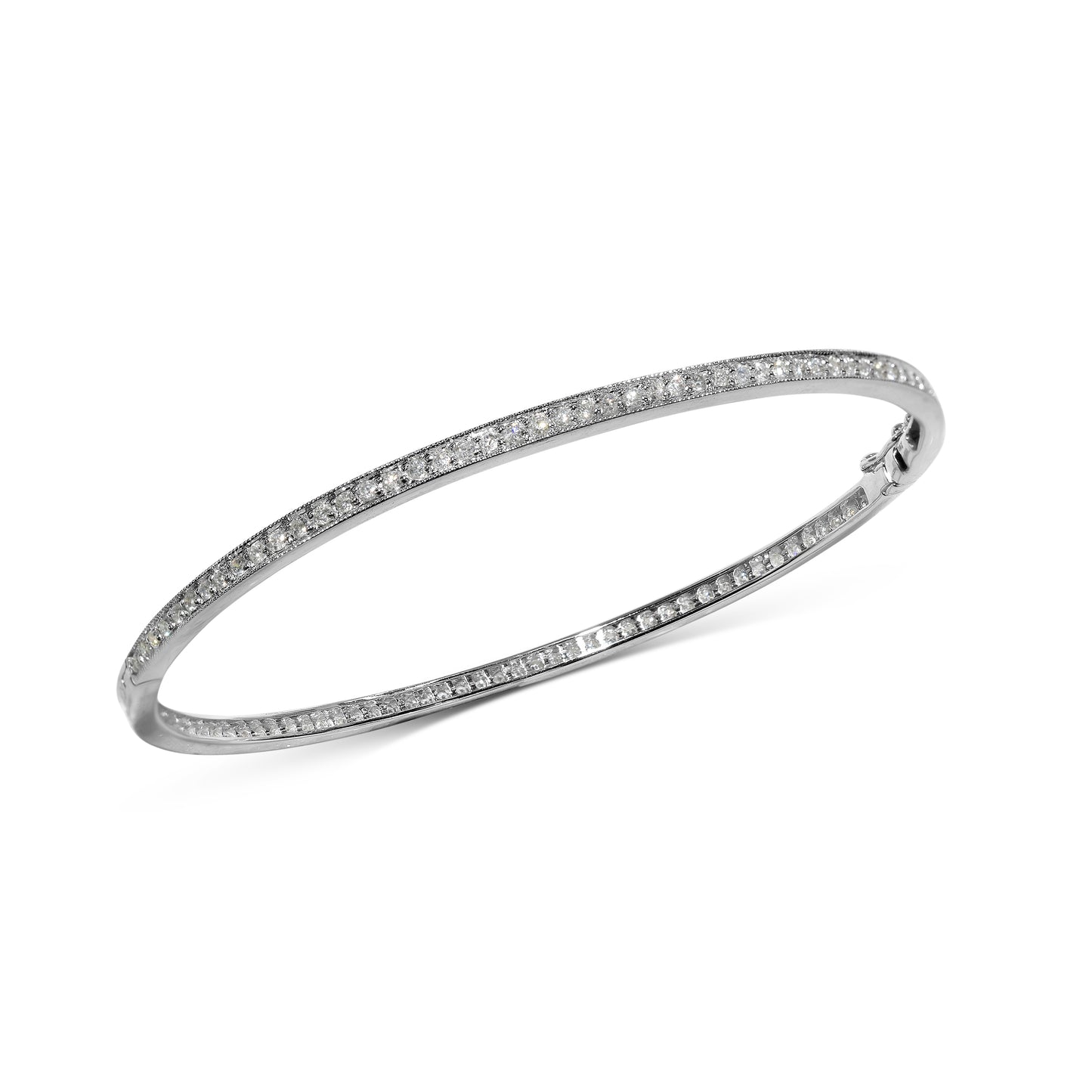 14k White Gold Diamond Bangle Bracelet