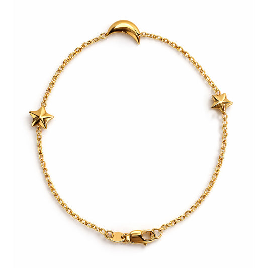 14k 3 Star & Moon Bracelet